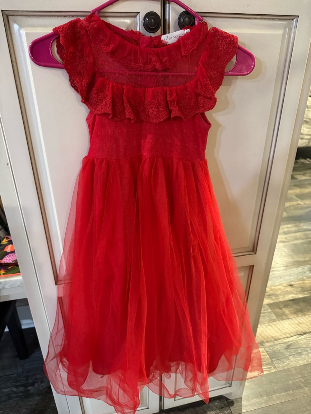 Girls Red Ruffle Tulle Party Dress